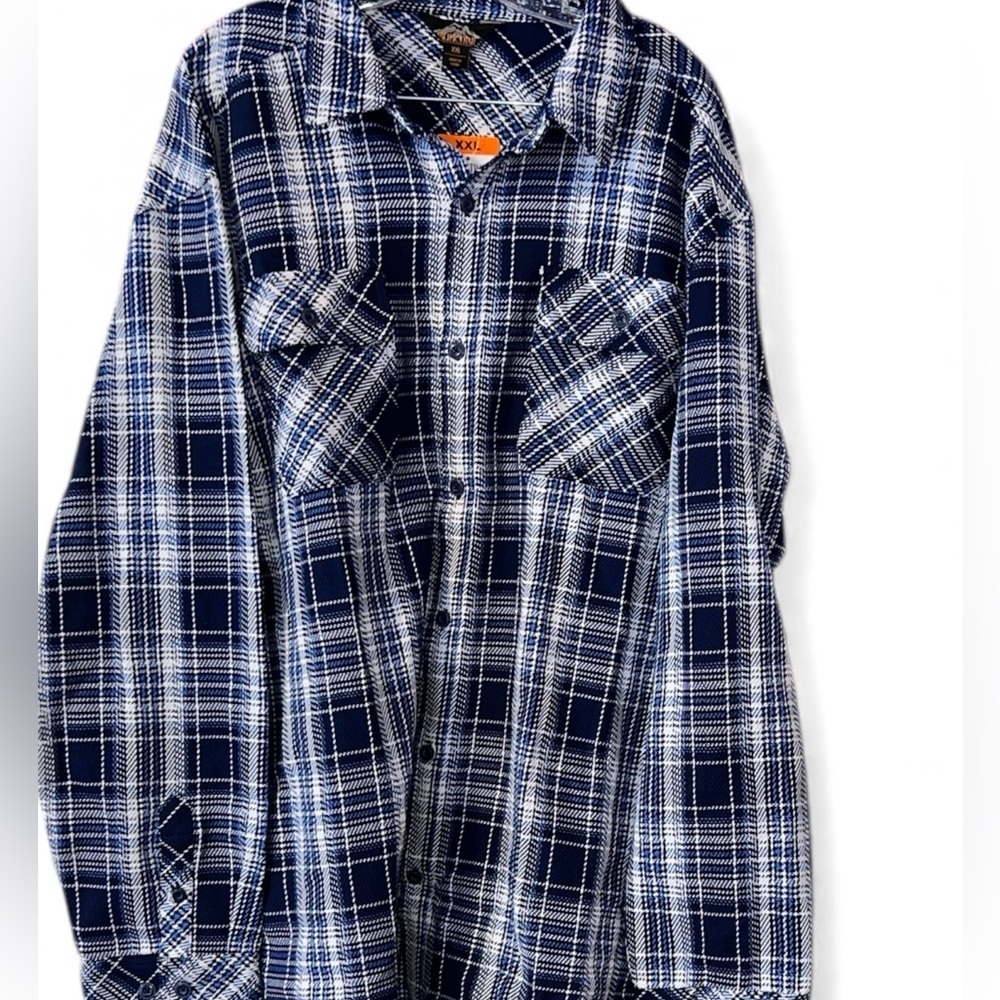 Pacific Trail Navy and White Plaid Button Down Blanket Shirt XXL